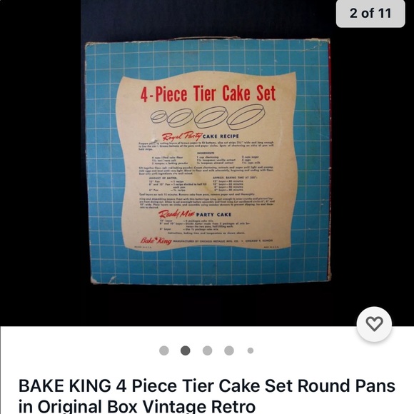 Retro Vintage Wedding cake Pans Round graduated size Original Box - Picture 3 of 4